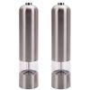 Pepper Mill, 2Pcs Stainless Steel Salt and Pepper Grinder Electric Automatic Seasoning Spice Salt Mill Kitchen Tool Silver