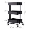 3-Tier Metal Rolling Cart, Utility Cart, Kitchen Cart with Adjustable Shelves, Storage Trolley with 2 Brakes, Easy Assembly, for Kitchen, Bathroom