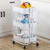 3-Tier Metal Rolling Cart, Utility Cart, Kitchen Cart with Adjustable Shelves, Storage Trolley with 2 Brakes, Easy Assembly, for Kitchen, Bathroom